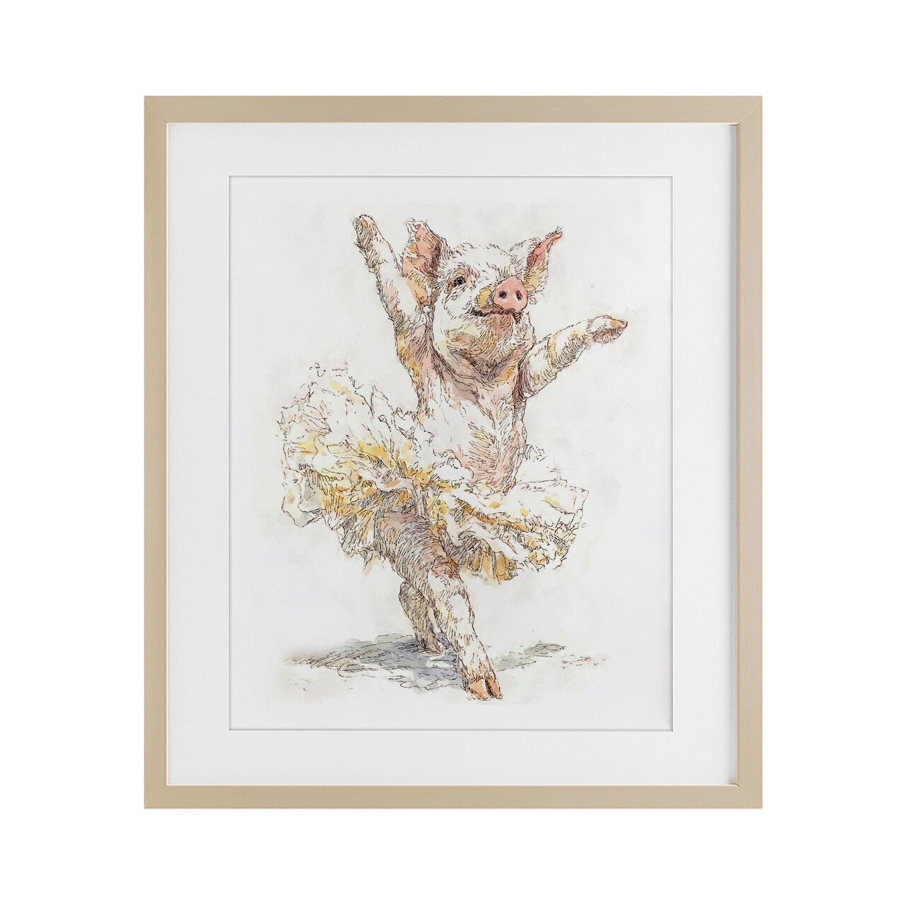 Stupell Industries Ballet Pig Tutu Framed Print Under Glass, design by Ziwei Li